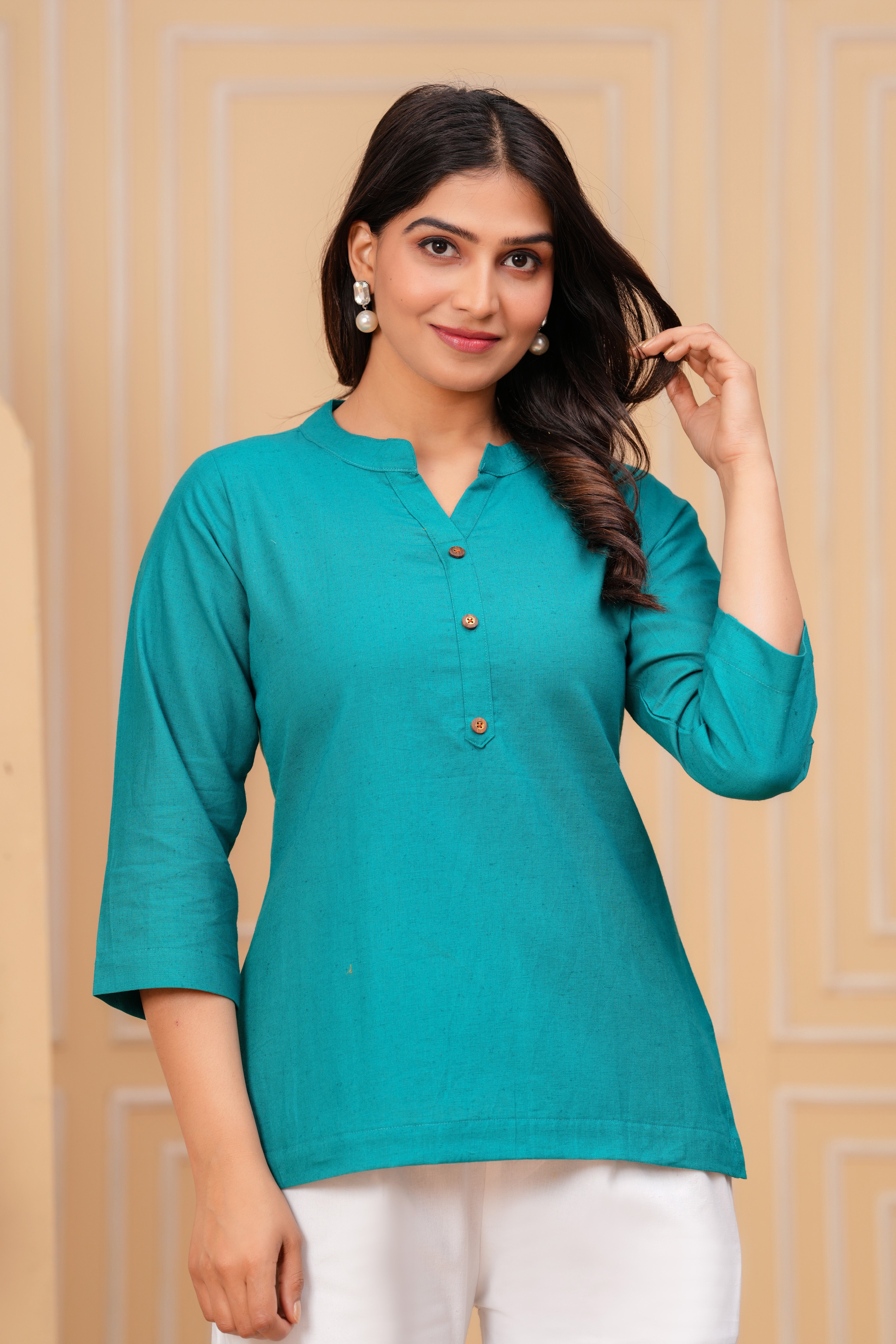 Linen Solid Short Kurta